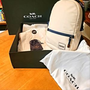 Coach medium size white leather backpack
